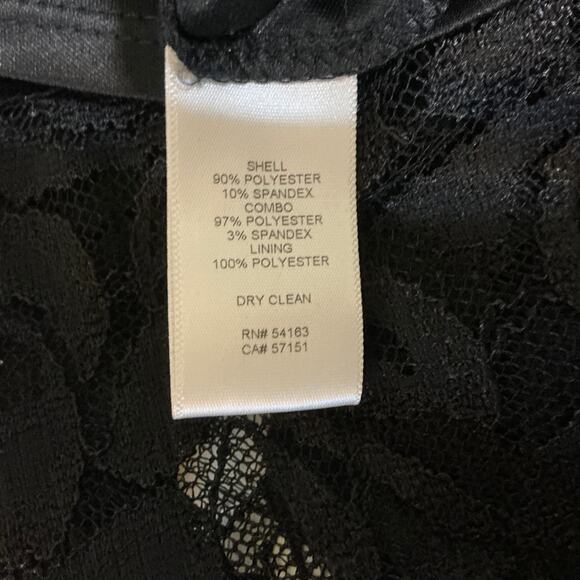 Eliza J Velvet and Lace Midi Sheath Cocktail Dress Size 6 Black 3/4 Long Sleeve - Picture 10 of 13